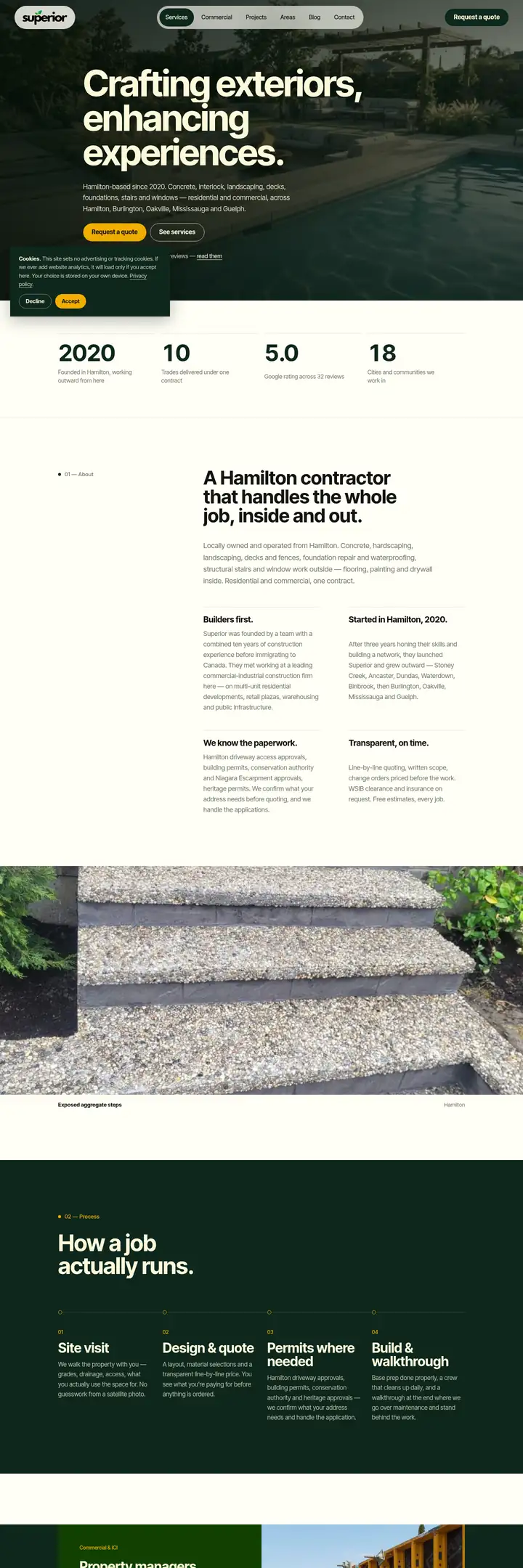 Full-page view of the Build With Superior website