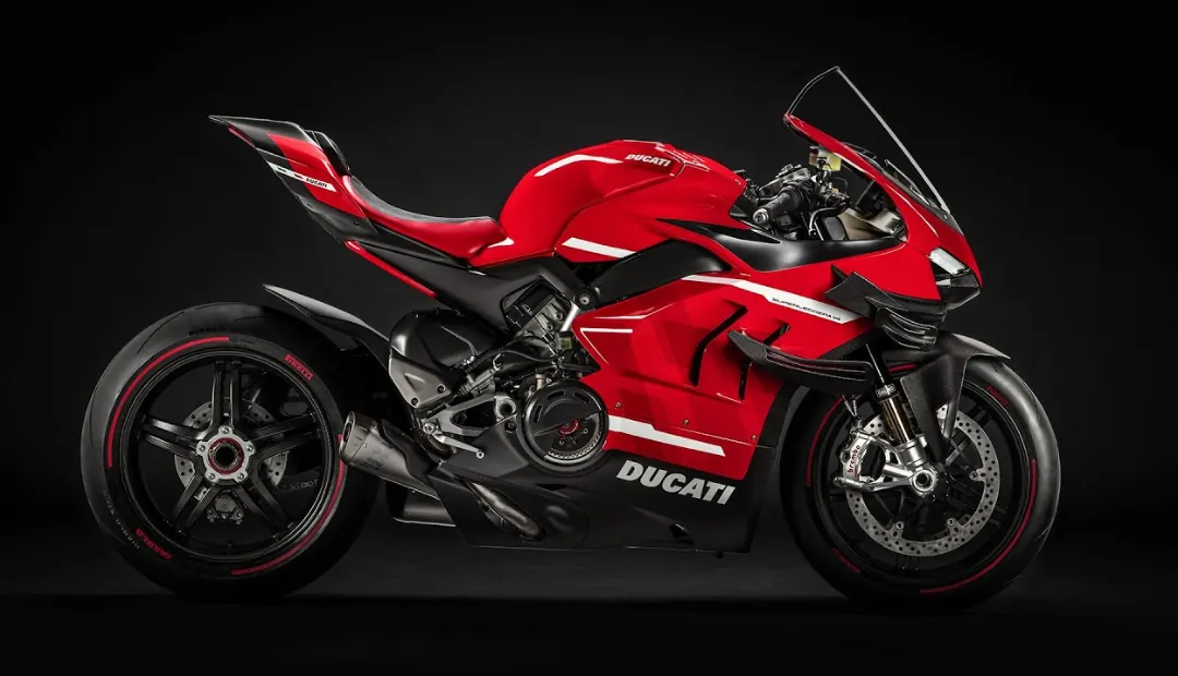 Red Ducati Superleggera V4 motorcycle