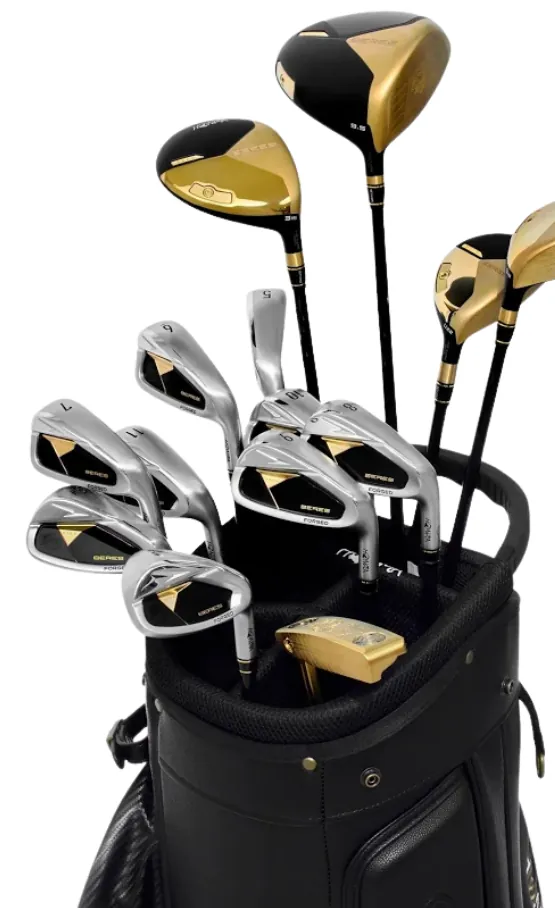 Honma x Malbon Premium golf clubs in a black cart bag