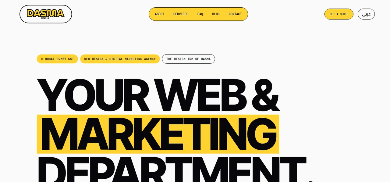 Dasma Design website, designed by Papaya Creative Studio