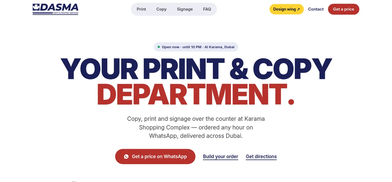 Dasma DXB website, designed by Papaya Creative Studio