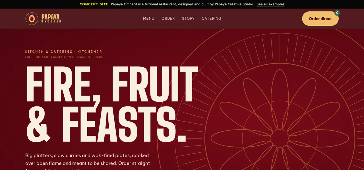 Papaya Orchard concept website, designed by Papaya Creative Studio