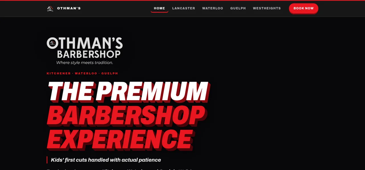 Othman's Barbershop website, designed by Papaya Creative Studio